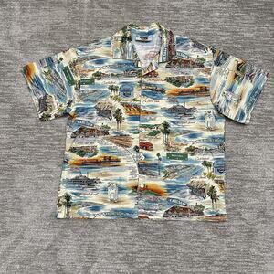 Matt Rider Hawaiian Shirt Mens Medium California Beach Iconic Cities Landmarks